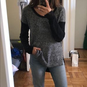 Madewell - black and gray hi-low sweater